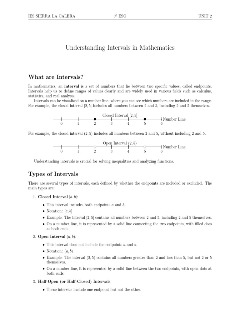 Understanding Mathematical Intervals | PDF | Interval (Mathematics ...
