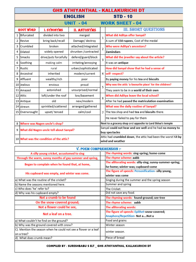 Unit 4 2 Page Study Material | PDF | Poetry