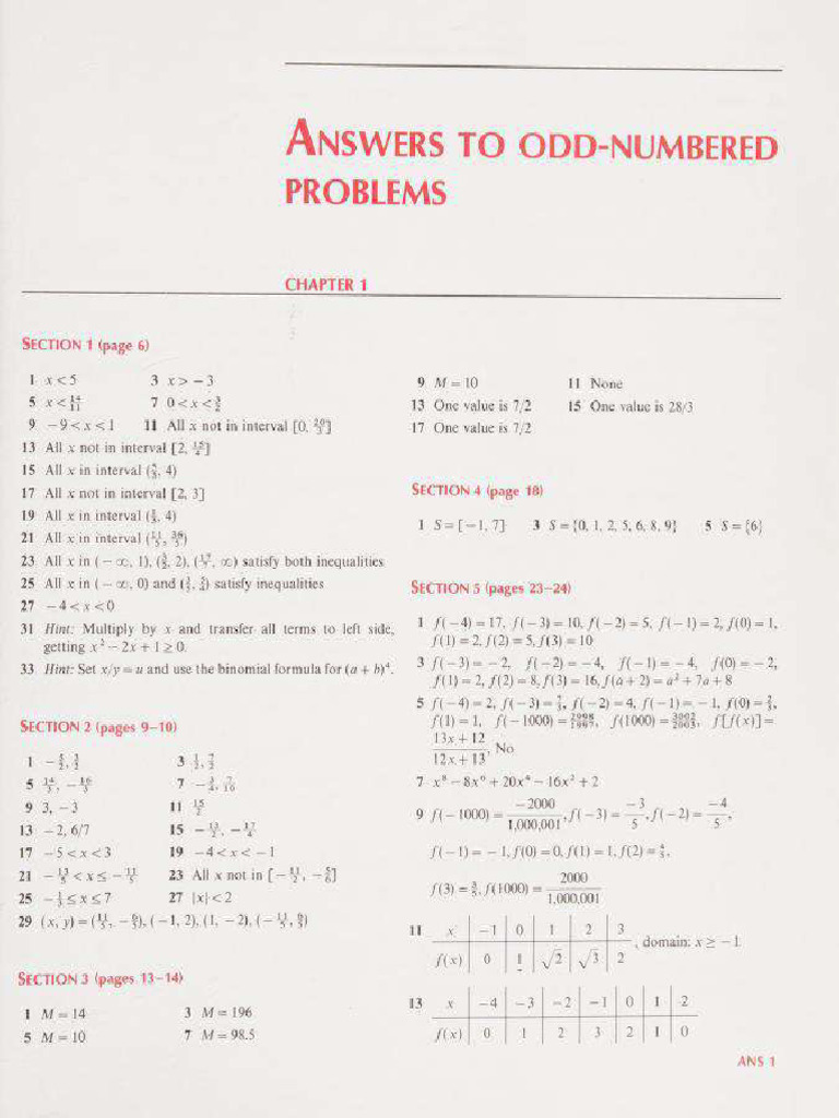Calculus With Analytic Geometry (Answer Key) | PDF