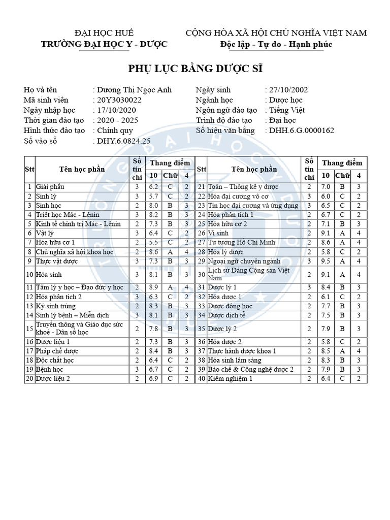 Phu Luc Van Bang D20A Sao Chép | PDF