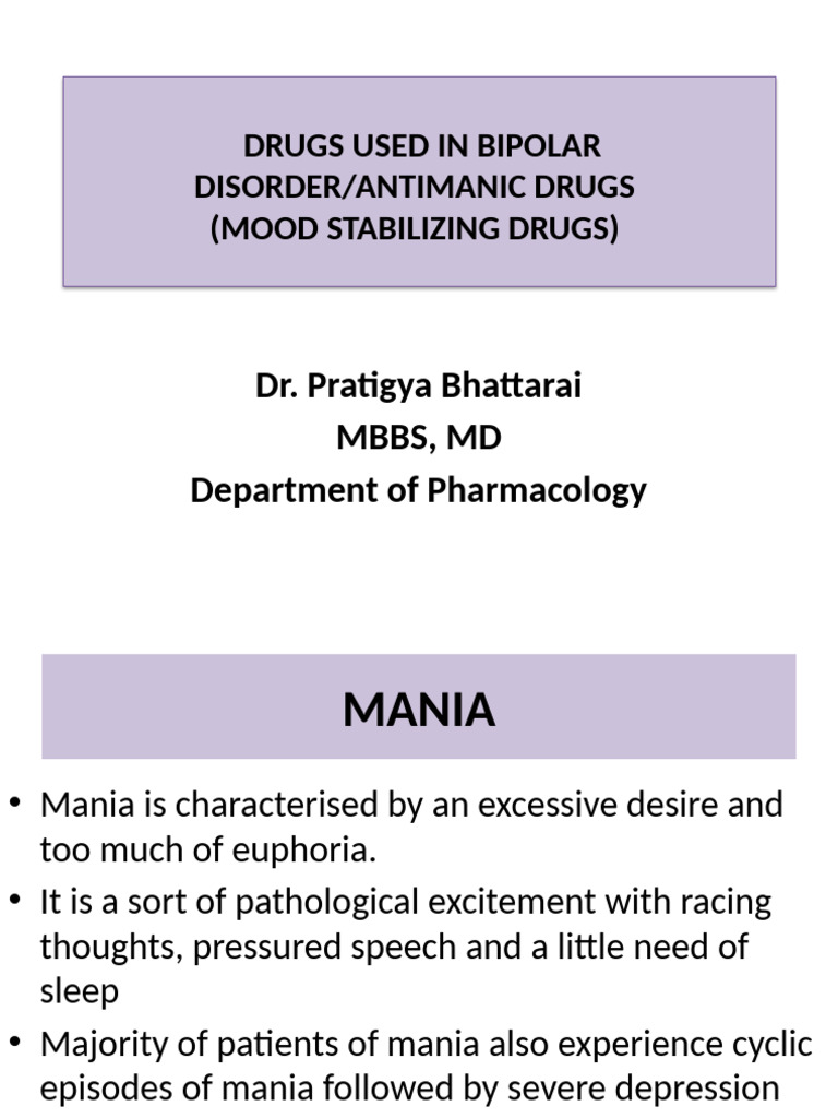Antimanic Drugs for Bipolar Disorder | PDF | Mania | Bipolar Disorder
