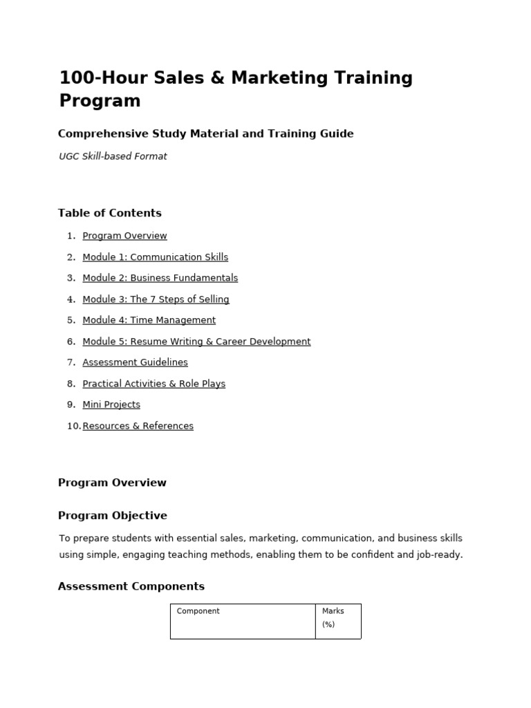 Sales & Marketing Training Overview | PDF | Nonverbal Communication ...