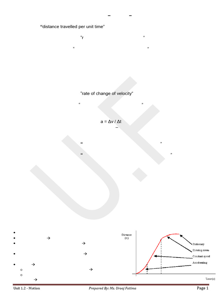 Motion Concepts and Calculations Guide | PDF | Acceleration | Velocity