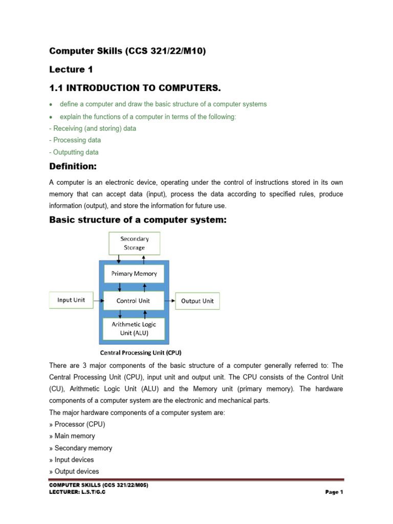 Introduction to Computer Skills Overview | PDF | Image Scanner ...