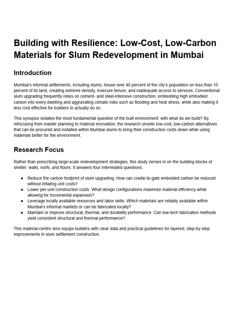 Building Material For Slum Redevelopment | PDF | Composite Material ...