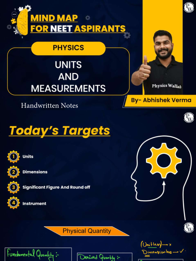 Units and Measurements Handwritten Notes | PDF