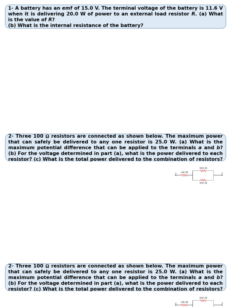 Battery Voltage and Resistor Calculations | PDF | Voltage | Resistor