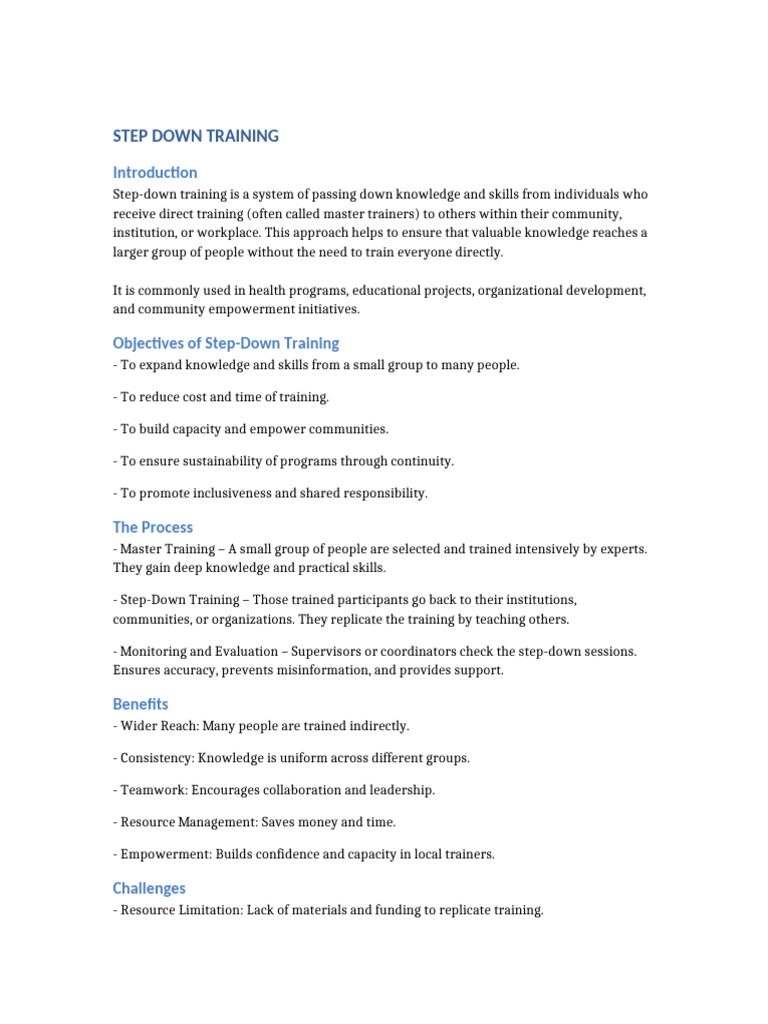 Understanding Step-Down Training | PDF