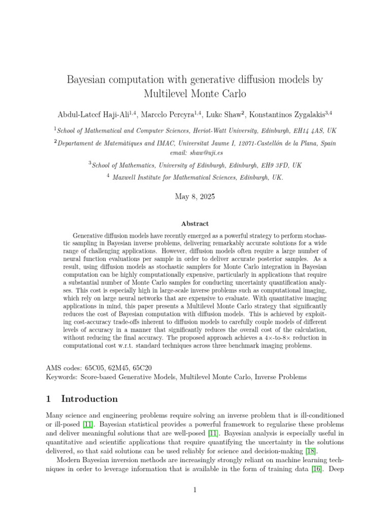 Multilevel Monte Carlo for Bayesian Diffusion | PDF | Monte Carlo ...