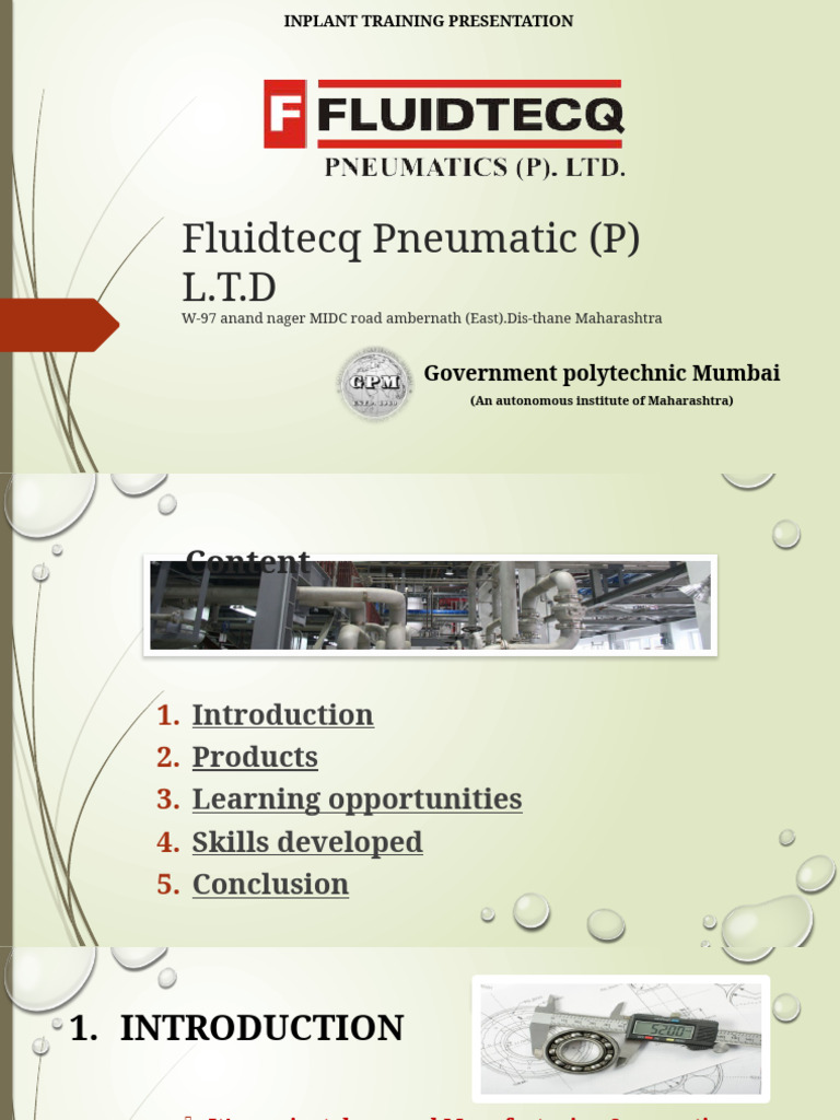 Fluidtecq Pneumatic Inplant Training Overview | PDF | Valve | Hydraulics