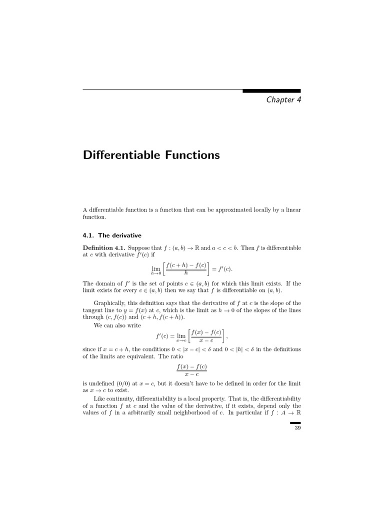 Differentiable Functions John Hunter | PDF | Function (Mathematics ...