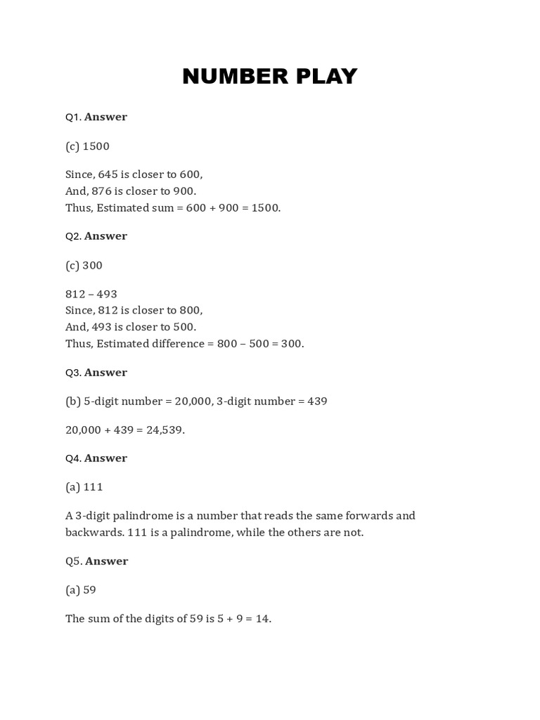 Class 6 Math Answer Key | PDF | Numbers