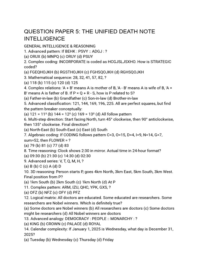 Unified Death Note Intelligence Exam | PDF | Sustainability | Governance