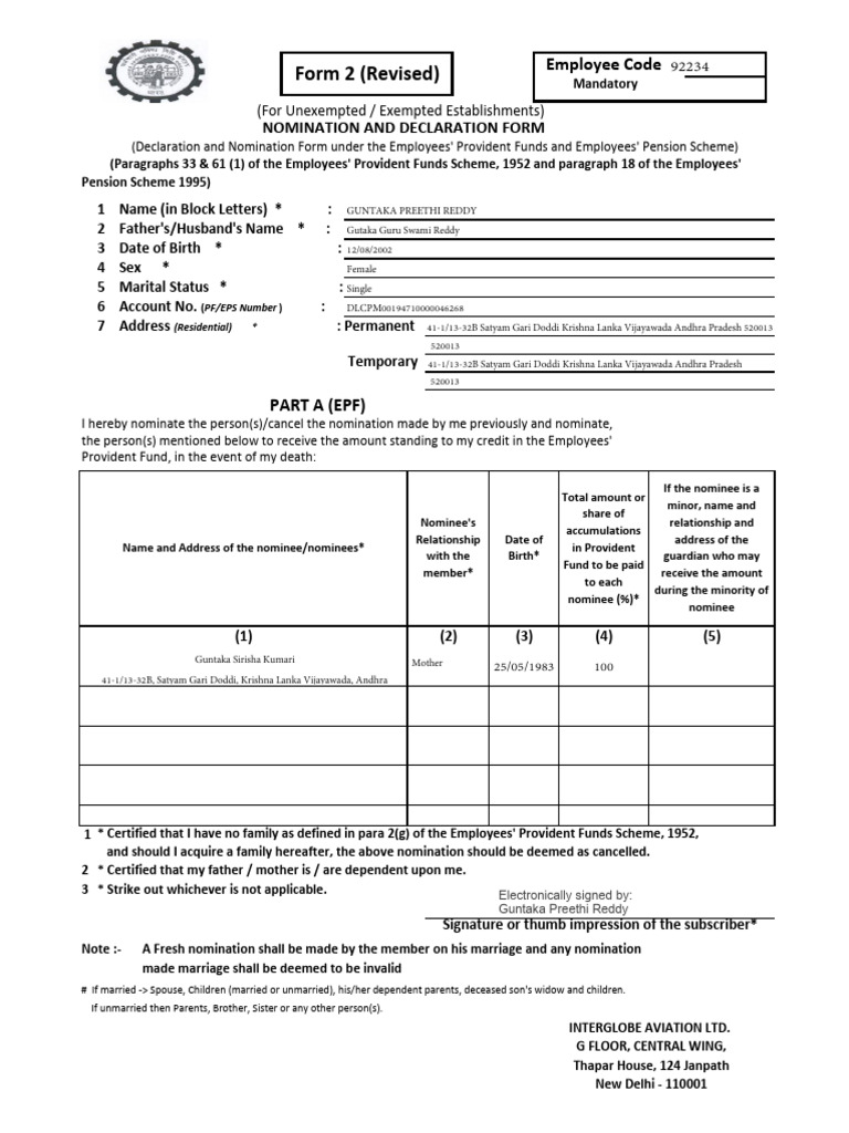 EPF and EPS Nomination Form Guide | PDF | Social Institutions