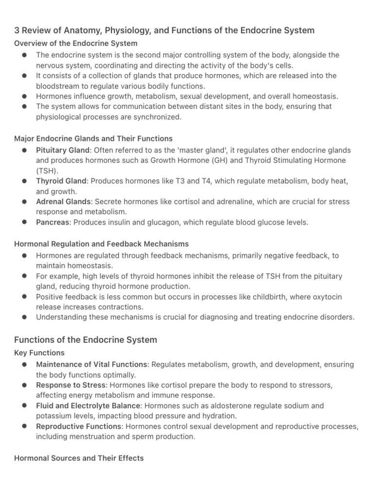 3 Review of Anatomy Physiology and Functions of The Endocrine System ...