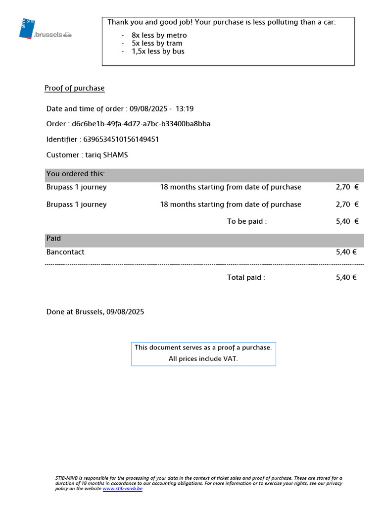 This Document Serves As A Proof A Purchase. All Prices Include VAT | PDF