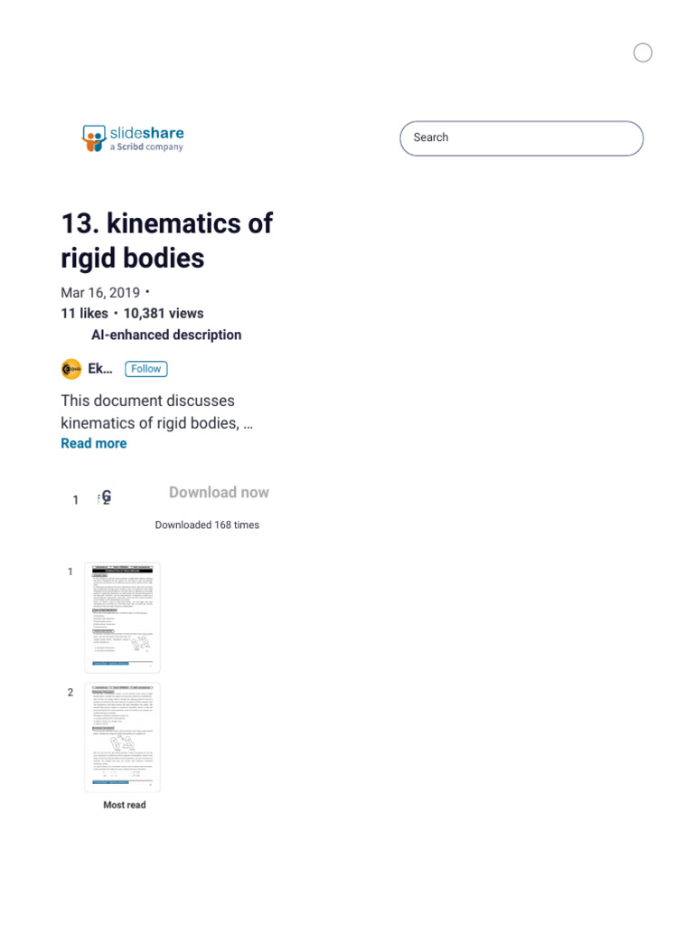 Kinematics of Rigid Bodies Explained | PDF | Rotation Around A Fixed ...