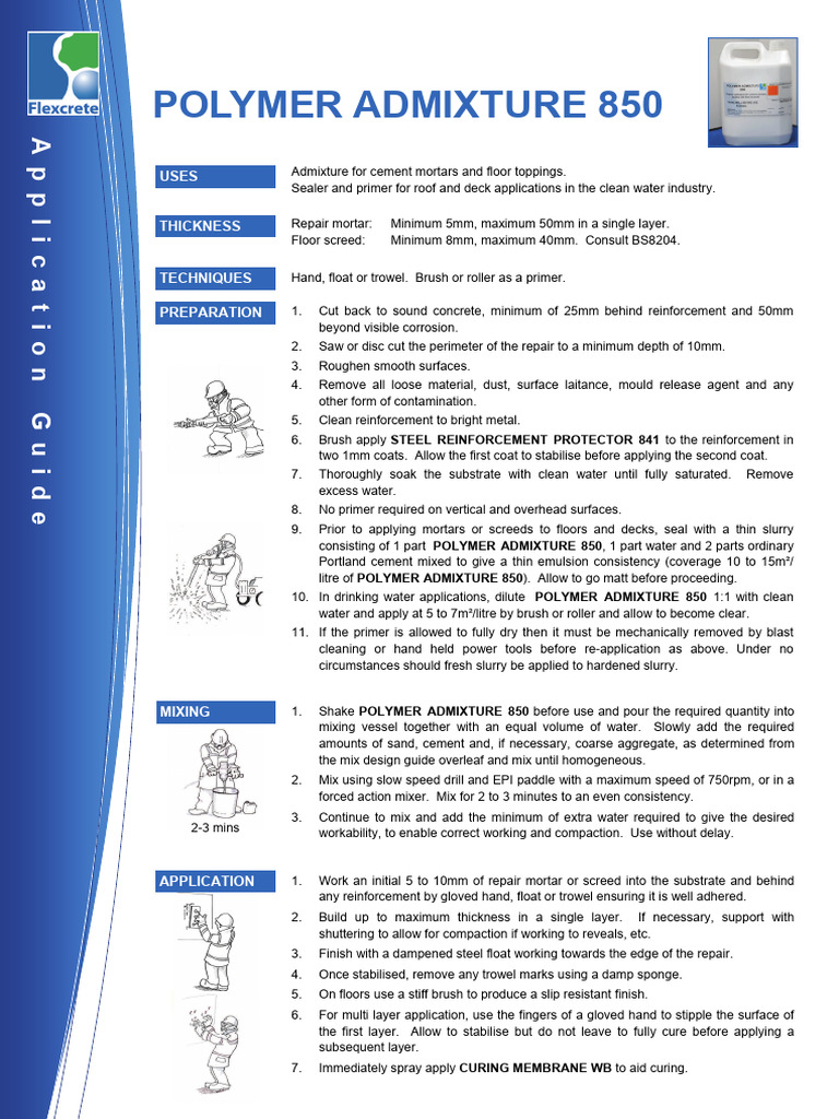 Flexcrete Technologies LTD Polymer Admixture 850 Operations 3 App ...
