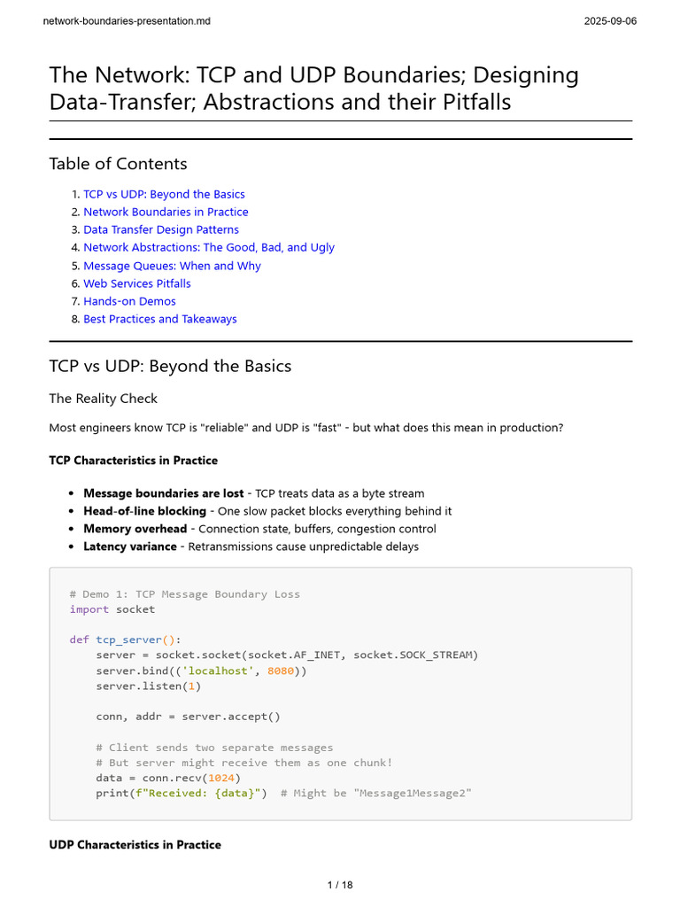 TCP vs UDP: Network Boundaries Explained | PDF | Transmission Control ...