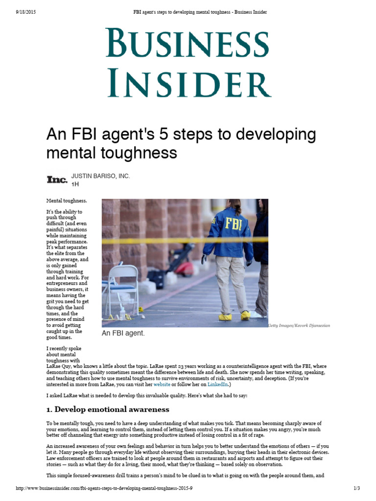 FBI Agent's 5 Steps to Mental Toughness | PDF | Thought | Mind