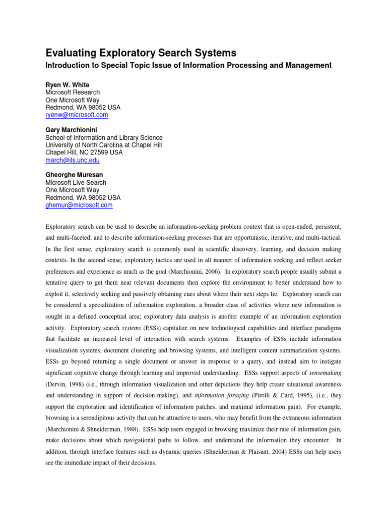 Evaluating Exploratory Search Systems | PDF | Information Retrieval ...