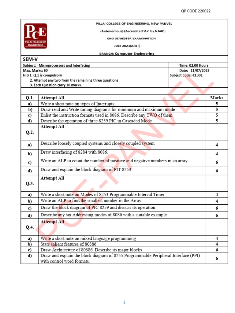 Microprocessors Exam Paper CE301 | PDF | Central Processing Unit ...