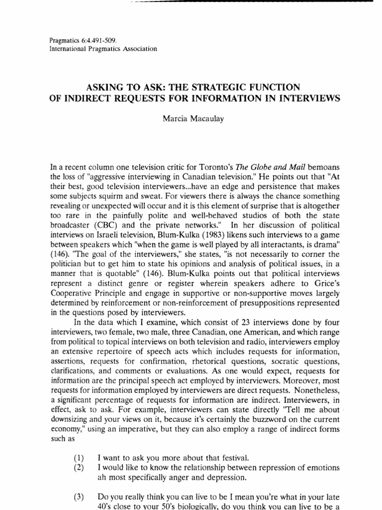 Indirect Requests in Interviews | PDF | Communication | Truth