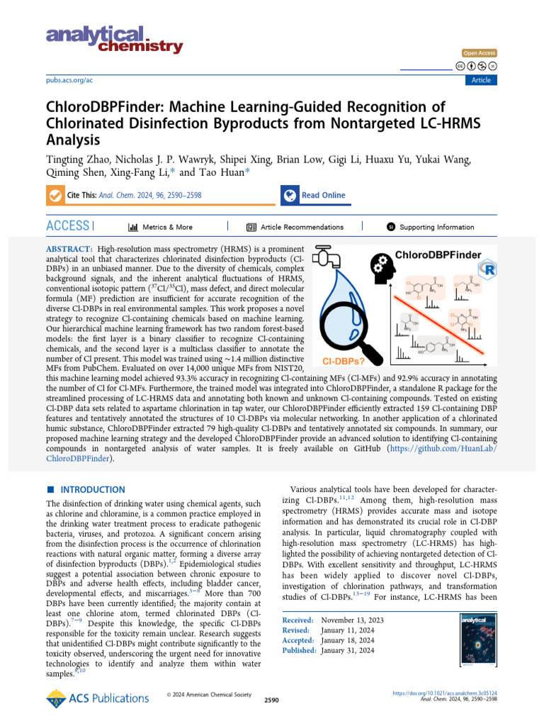 Machine Learning for Chlorinated DBP Detection | PDF | Physical ...