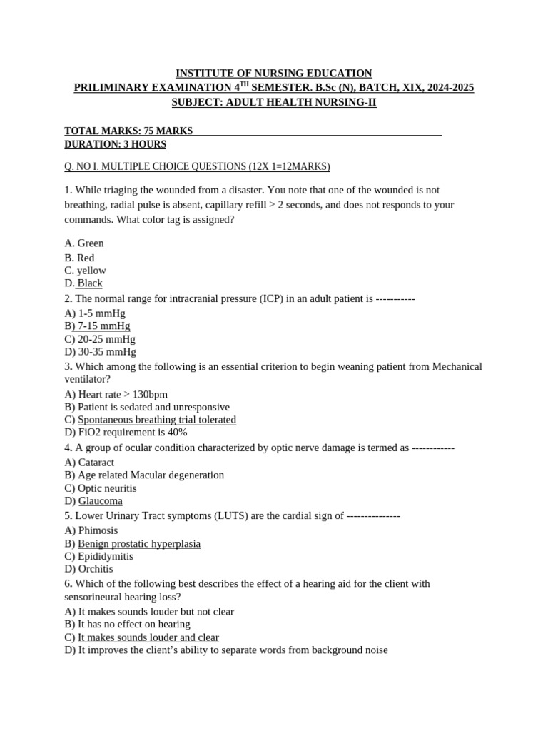 Adult Health Nursing Exam Guide 2024 | PDF | Kidney | Burn