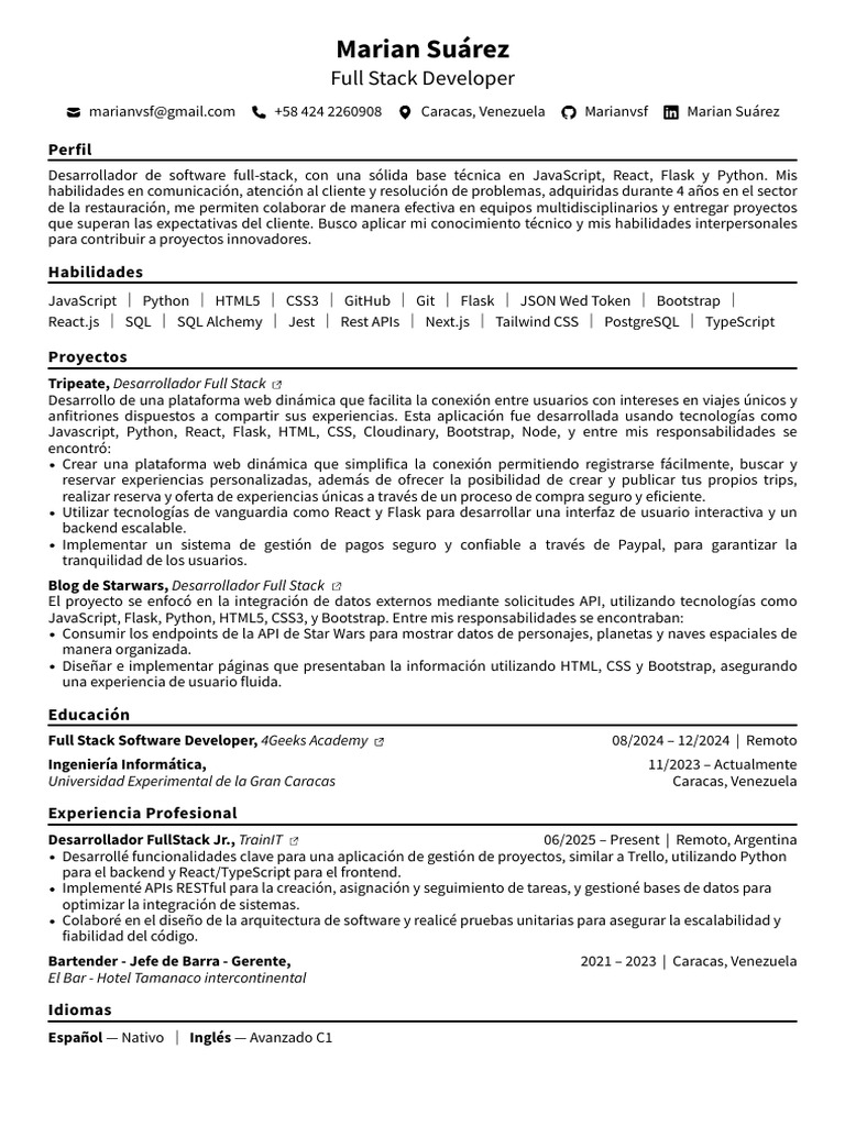 Desarrollador Full Stack en JavaScript y Python | PDF | Bootstrap ...