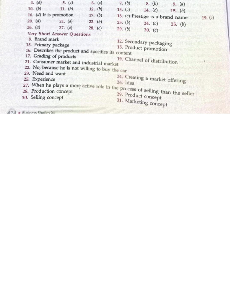 Marketing Answer Keys | PDF