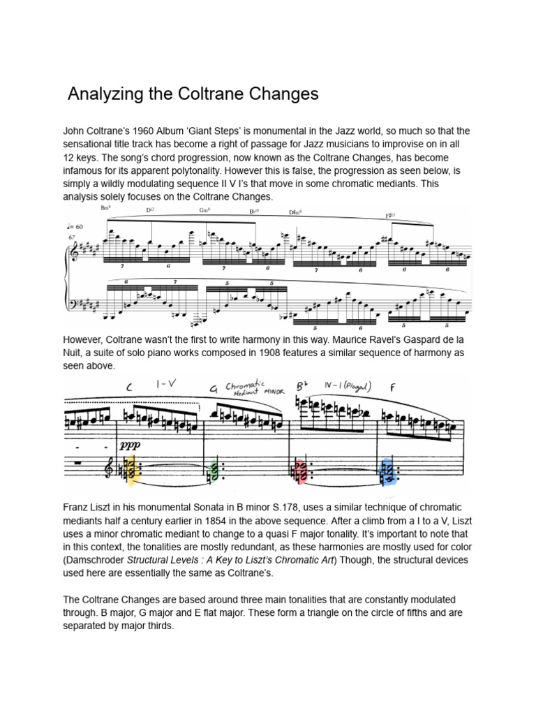 Coltrane Changes in Giant Steps Analysis | PDF | Musical Techniques ...