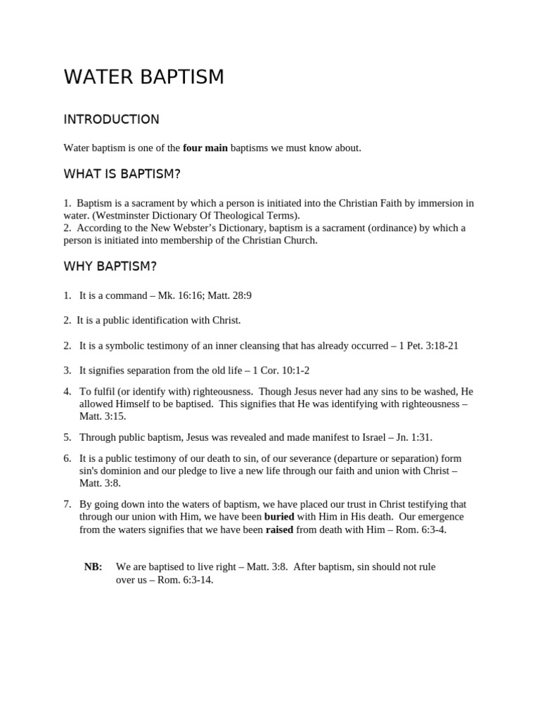 Water Baptism December | PDF | Baptism | Eucharist