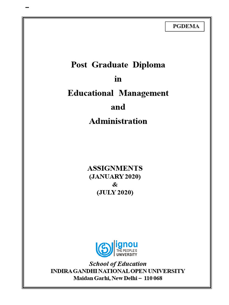 PG Diploma in Educational Management Assignments | PDF | Distance ...