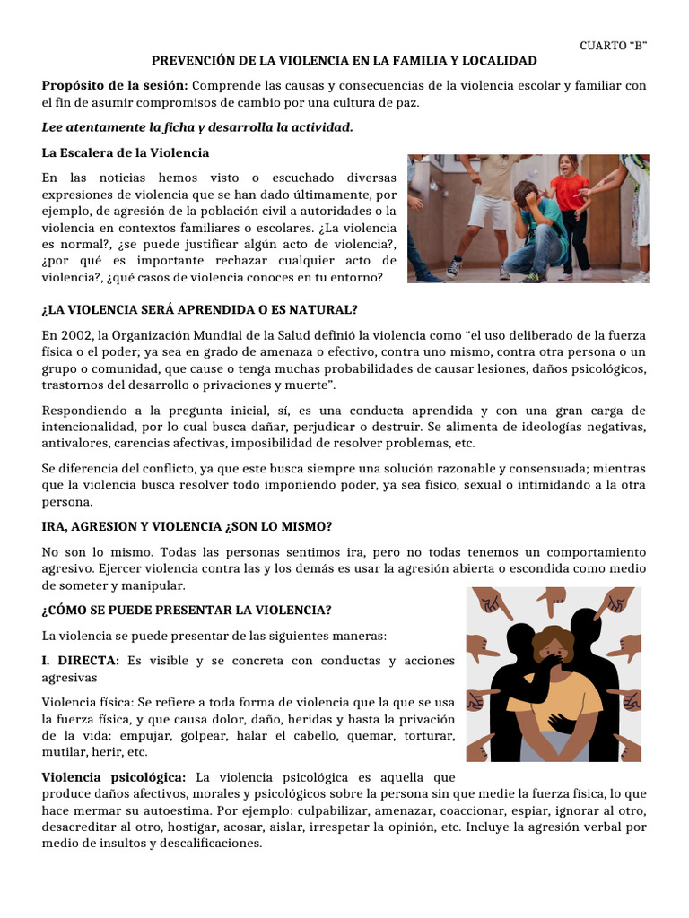 Prevención de La Violencia en La Familia y Localidad | PDF | Violencia ...