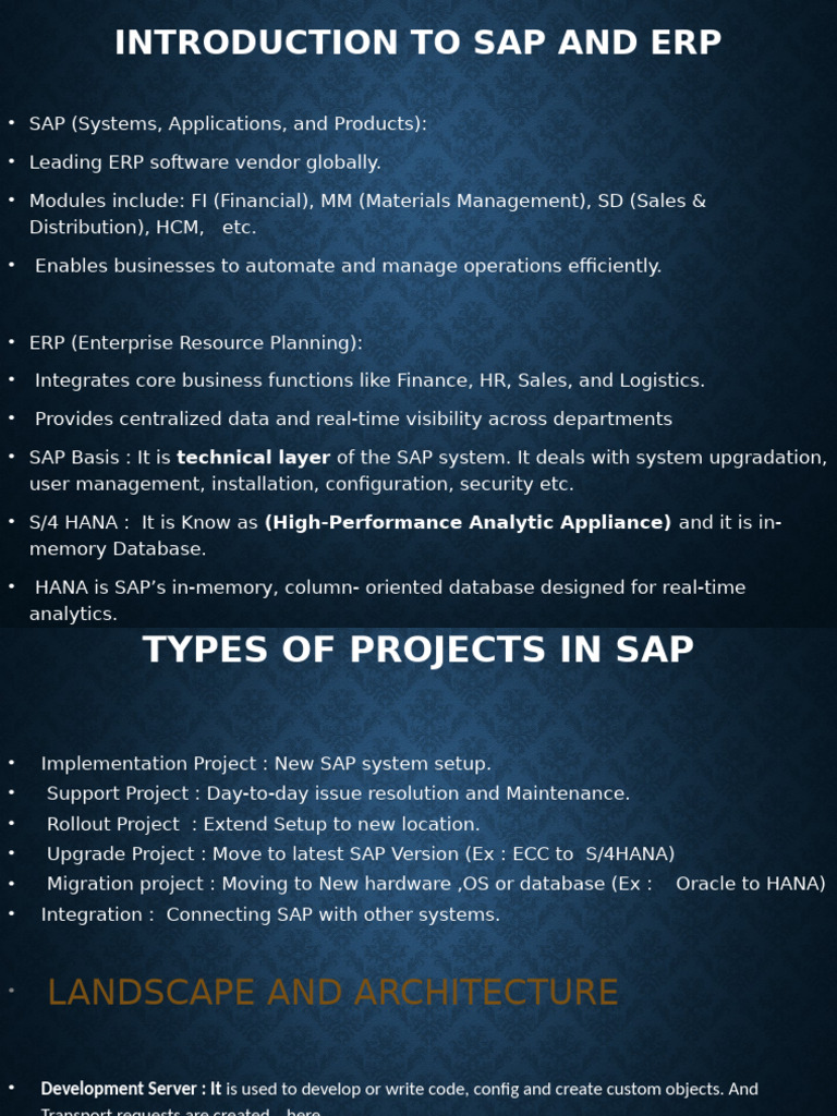Overview of SAP ERP Systems and Projects | PDF | Enterprise Resource ...