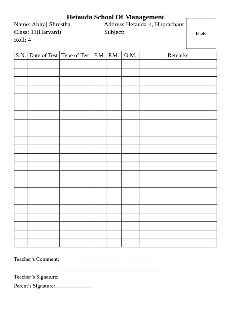 Hetauda School Management Document | PDF