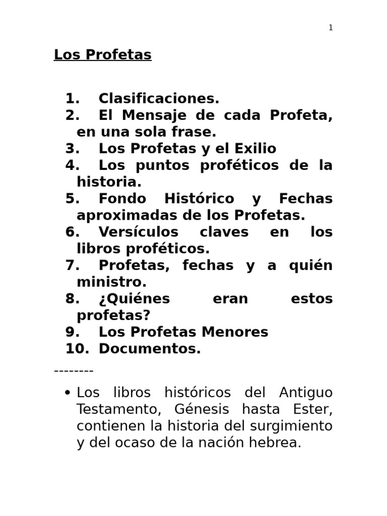 Clasificación y Mensajes de los Profetas | PDF | Doce profetas menores ...