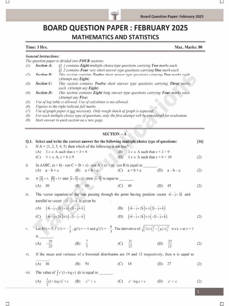Maths 2025 February | PDF