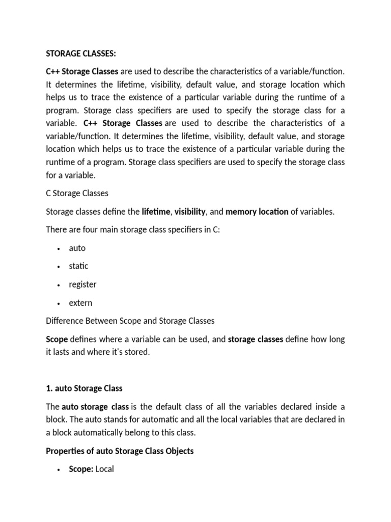 c++(Online Class Notes) | PDF | Variable (Computer Science) | Scope ...