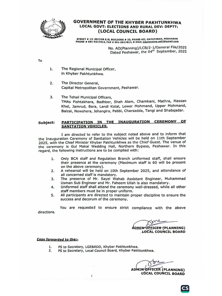 Participation in The Inauguration Ceremony of Sanitation Vehicles | PDF