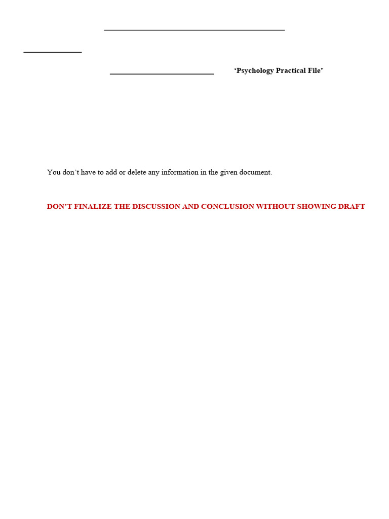 Psychology Practical File Instructions | PDF | Intelligence | Experiment