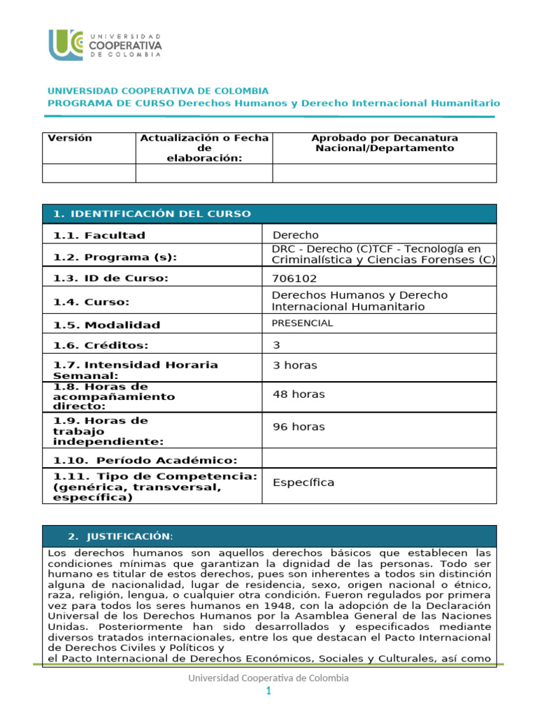Curso de Derechos Humanos y DIH en Colombia | PDF | Derechos humanos ...