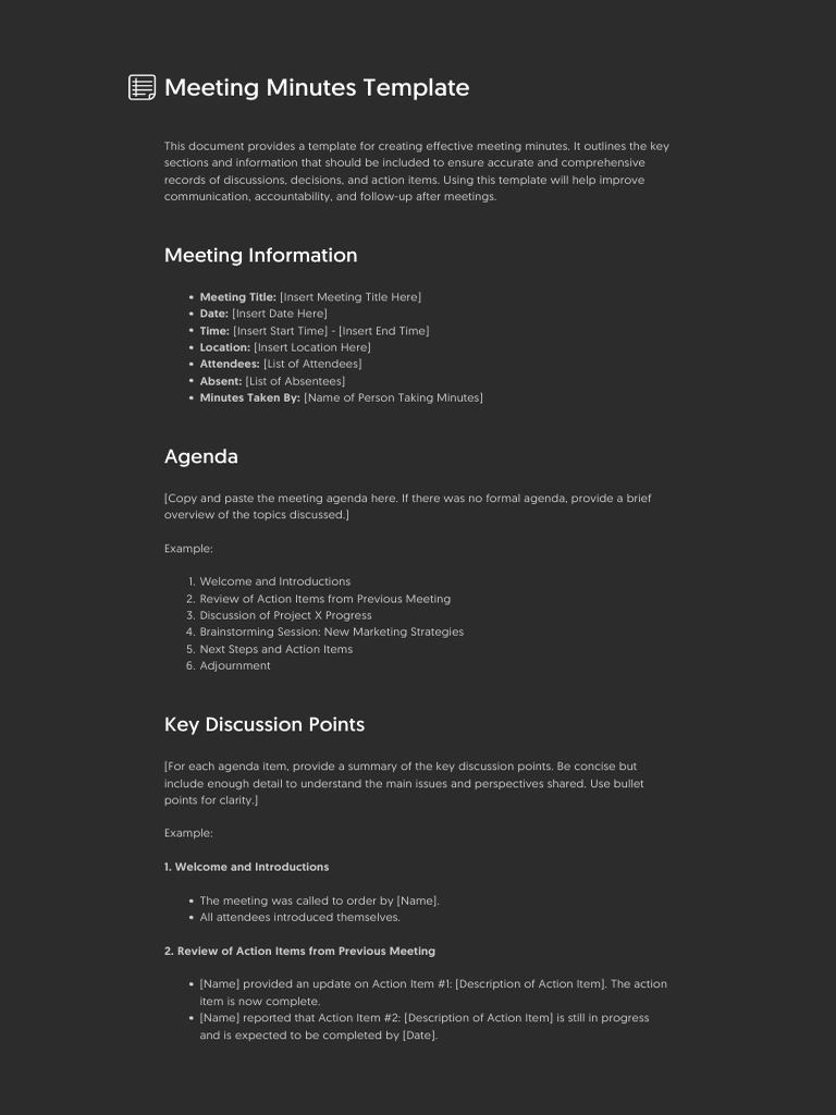 Effective Meeting Minutes Template | PDF | Social Media | Popular ...