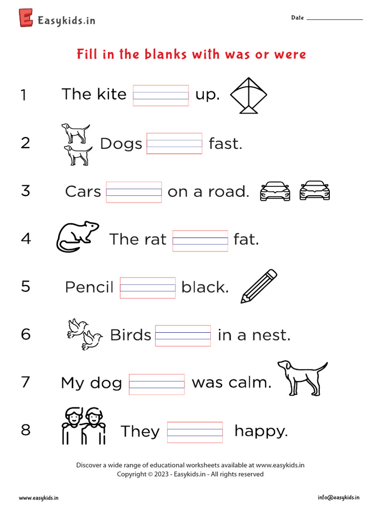 Fill in the Blanks: Was or Were Worksheets | PDF