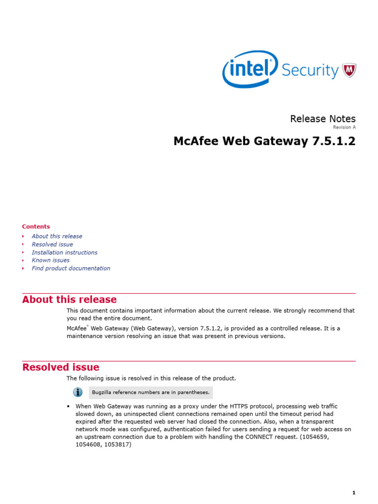 McAfee Web Gateway 7.5.1.2 Release Notes | PDF | Command Line Interface ...