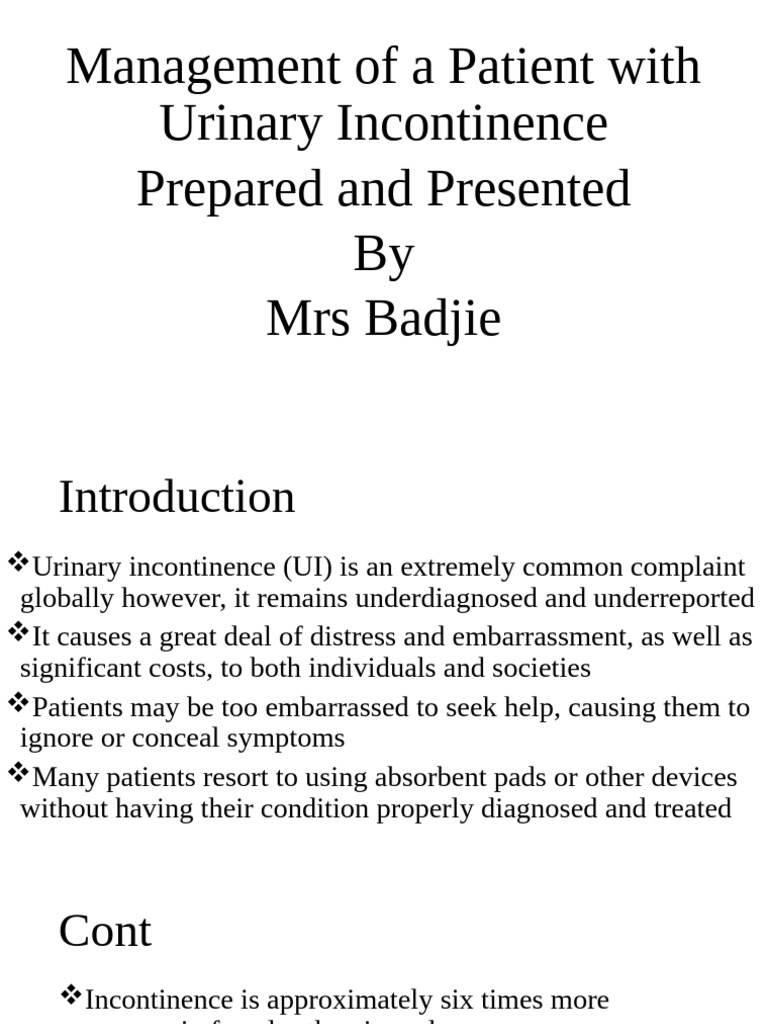 Urinary Incontinence Management Guide | PDF | Urinary Incontinence ...