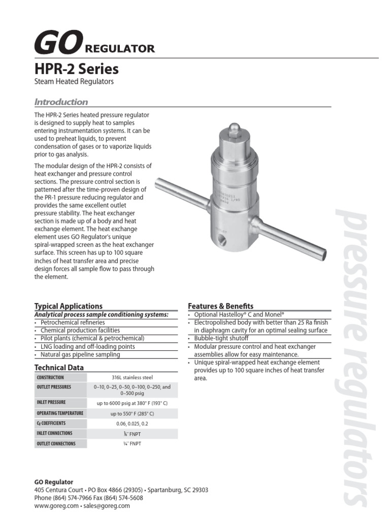 HPR-2 Vaporizing Pressure Regulator | PDF | Heat Exchanger | Pressure