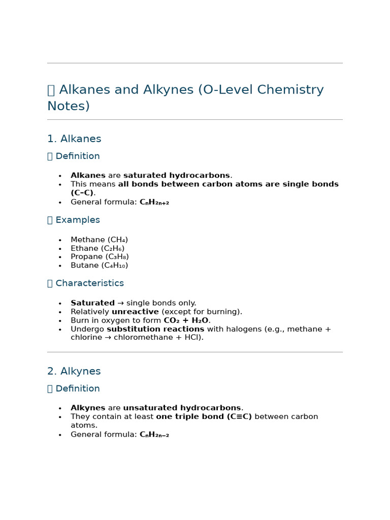 Alkanes and Alkynes: Formulas & Properties | PDF