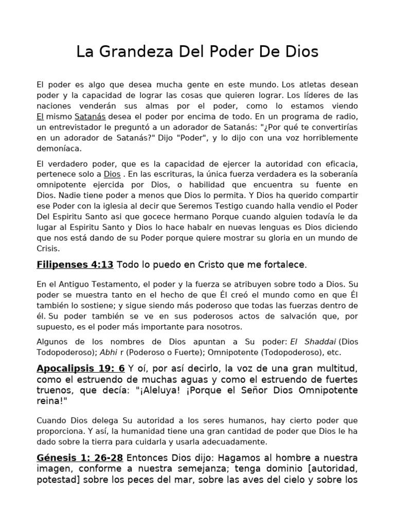 El Poder de Dios en Nuestras Vidas | PDF | Cristo (título) | Pecado